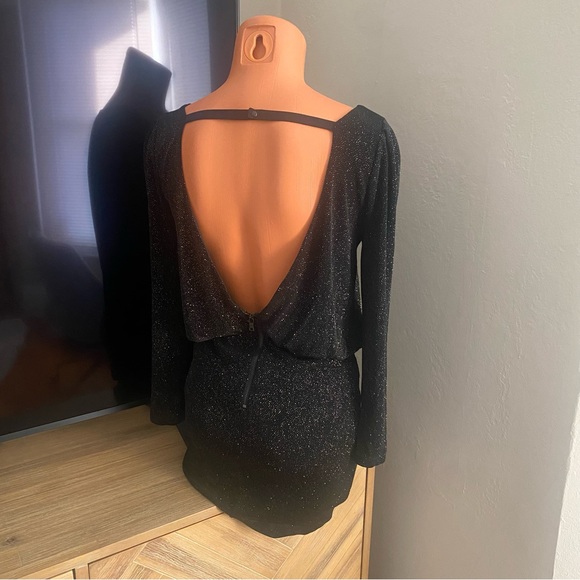 Alice + Olivia Black Sparkle Open Back Dress S - Like New - Picture 5 of 5
